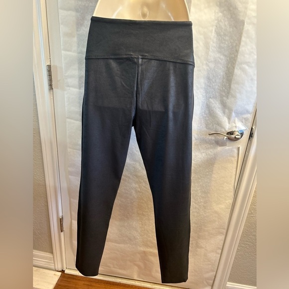 Sincerely Jules Bandier The Meadow black faux leather shiny leggings Sz-L. Y3 - Picture 3 of 13